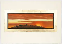 Untitled Desert Sunrise by John Beerman, 1990, etching and aquatint with gold leaf border, offered Apr 2022