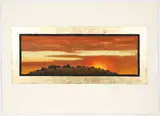 John Beerman, Untitled Desert Sunrise, 1990, etching and aquatint with gold leaf border