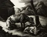 White Calf by Thomas Hart Benton, 1945, lithograph, offered Apr 2022