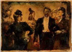 Parisian Soiree, undated (c.1950s) by Grigory Gluckmann, oil on board, incised signature lower right, offered Apr 2022