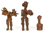 Bob LaBobgah, Winged Figure, Winged Figure without Left Wing, Head with Torso, cast, bronze with clay like patina, largest 9.5 inches tall