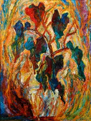 Herschel Levit, Untitled Abstract Floral, 1956, oil and heavy impasto on canvas