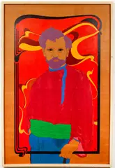 Portrait of Alphonse Maria Mucha by Warren K. Pleasants, 1983, gouache on paperboard, offered Apr 2022