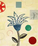 Dan Rizzie, Untitled (Flower), 1998, monoprint, with printed, collage elements and oil paint