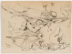 Daedalus, undated by Kurt Seligmann, ink and pencil on paper, offered Apr 2022