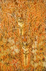 Tōshi Yoshida, Camouflage, 1985, color woodblock, 25 1/2 x 16 1/2 inches, pencil