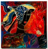 Oleg Zhivetin, A Pretty Lady, mixed media and lacquer on canvas