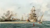 John Stobart, Galveston: The Bark Elissa Leaving Port in 1884, 1979, color