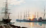 John Stobart, Sunrise over Nantucket in 1835, 1974, color