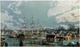 John Stobart, Mystic Seaport, The Charles W Morgan at Chubbs Wharf by Moonlight, photo-