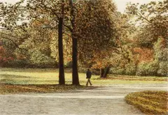 Harold Altman, Central Park, 1985, IV, lithograph printed in colors