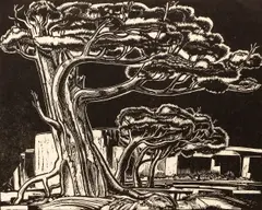 Valenti Angelo, Survival or Sierra Juniper #1, 1952, woodcut