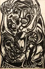 Mother and Child, 1950s by Sidney Chafetz, woodcut on paper, offered Mar 2022