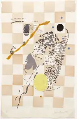 James Brown, Untitled Abstract, 1999, mixed media monoprint with collage on laid paper