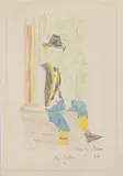 Jean Cocteau, Portrait of a Man, 1953, color, lithograph on BFK Rives paper