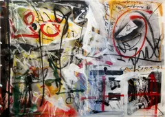 András Márkos, Untitled, oil, mixed media, and collage on paper