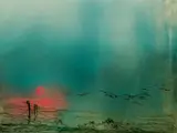Kaiko Moti, Evening Seascape, 1961, viscosity, aquatint printed in colors