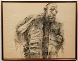 Herbert Olds, Man with Tallit, 1960's, pencil and graphite drawing