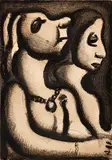 Georges Rouault, Les Deux Matrones from Le Reincarnations du Pere Ubu, 1928, etching on paper, impression