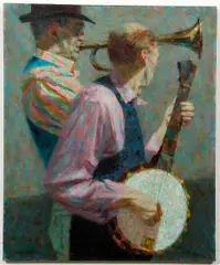 Ragtime Musicians by Donn Russell, oil on canvas, offered Mar 2022