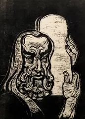 Jacob Steinhardt, Moses with Tablets of the Law, 1955, woodcut