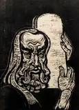 Jacob Steinhardt, Moses with Tablets of the Law, 1955, woodcut