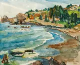 Rachel Sutton, Title: Coastal Landscape, Medium:, watercolor, Dimensions: