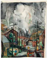 Pittsburgh Mills and Hills, undated by Rachel Sutton, watercolor on paper, offered Mar 2022