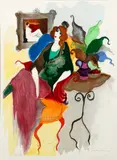 Itzchak Tarkay, Seated Woman, undated, color, lithograph on paper
