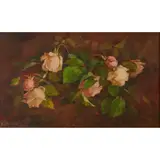 Edith White, "Roses", oil on board; [approximate dimensions -