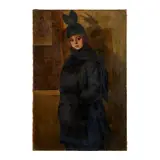 Elmer Hader, "Portrait of a Young Lady", oil on canvas; [approximate dimensions - 54 1/4" H x 36 1/8" W];