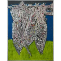 Aníbal Villacís, Acurio (Aquarius), mixed media on board, [approximate dimensions - board: 31 1/2" H x 23 1/2" W]