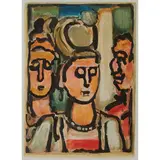 Georges Rouault, "Trio" from "Les Fleurs du Mal" series, sugar lift, aquatint on Montval wove paper; [approximate dimensions -