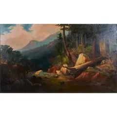 Arthur William Best, River with Fallen Tree, oil on canvas mounted to board, [approximate dimensions -