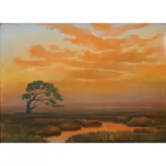Edwin Siegfried, Marsh at Sunset, California, pastel on toned paper, [approximate dimensions -