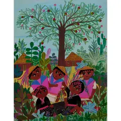 Under the Fruit Tree by Manuel Lepe, 1975, acrylic on canvas, [approximate dimensions - canvas: 34" H x 26" W], offered Mar 2026