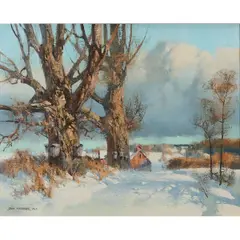 Tom Nicholas, "Winter Monarchs,", oil on canvas, [approximate dimensions - canvas: 16" H x 20" W]