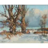 Tom Nicholas, "Winter Monarchs,", oil on canvas, [approximate dimensions - canvas: 16" H x 20" W]