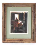 Craig Sheppard, Featured in this lot is an Original Signed Craig Sheppard, "In The Shed", a, watercolor on paper in a rustic wood