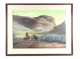 Craig Sheppard, Featured in this lot is the Original Signed Craig Sheppard, "Wild Horse Corral", or, "Mustang Trap", a, watercolour on paper
