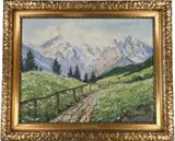 Austrian Alps by H. Schiller, oil on canvas c. 1931, offered Jul 2023