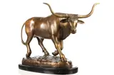 Untitled by Texas Longhorn Bull, bronze sculpture on stone, offered Jul 2023