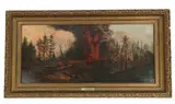 The lot features an original by E.E. Chapella, oil on stretched canvas by Edward Emile Chapella of the California Forest Fire, offered Jul 2023