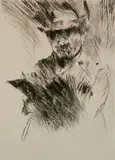 Lovis Corinth, - ''Selbstbildnis Radierend'' (Muller 483)-, drypoint, 1920-21