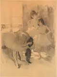 Louis Legrand, - ''Devant La Fenette'' (Arwas 367 v/V)-, etching