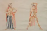 William Russell Flint, - ''Two Studies of A Model''- colored, graphite on paper, 1929