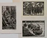 Albert Abramovitz, - ''Winter NY, 1932''; ''Boats at Rest, NY''; and Workers- 3, woodcut, all