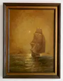 Wesley Webber, - Clipper Ship at Night-, oil on canvas (relined)