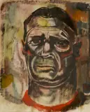 Paul Travis, - ''The Accused (Study of Man's Head)''- color chalk on paper, 1949, titled, dated and signed 'Paul B. Travis' lower left in