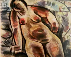 Gio Colucci, - Reclining Nude-, gouache